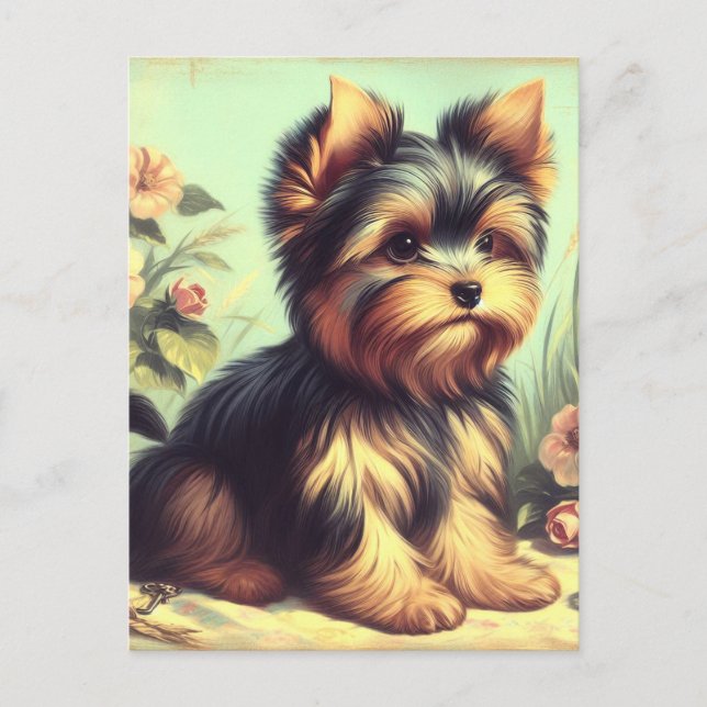 Postal Pintura de Yorkshire Terrier (Anverso)