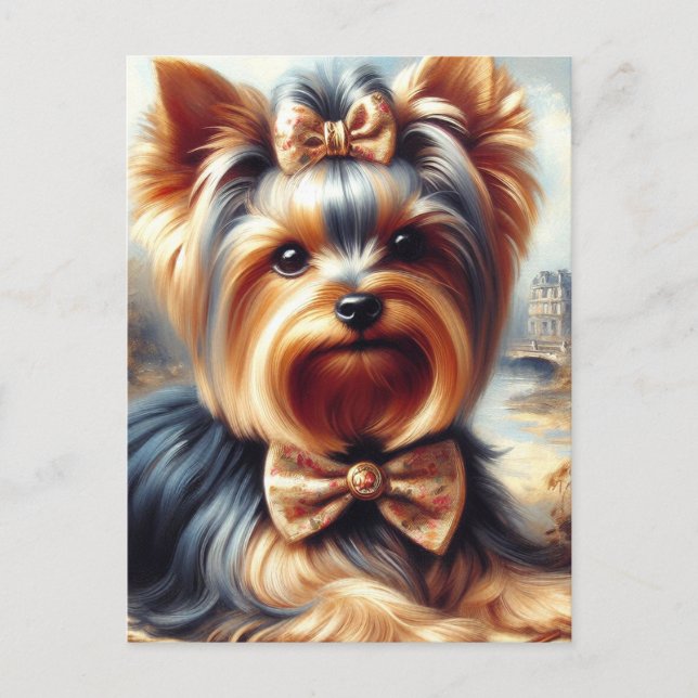 Postal Pintura de Yorkshire Terrier (Anverso)