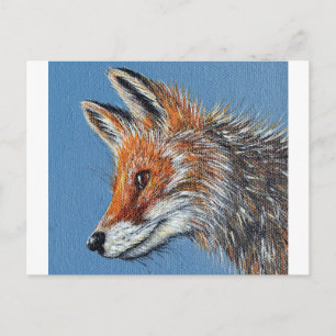 Postal Pintura de zorro