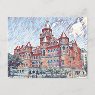 Postal Pintura del antiguo Tribunal Rojo de Dallas