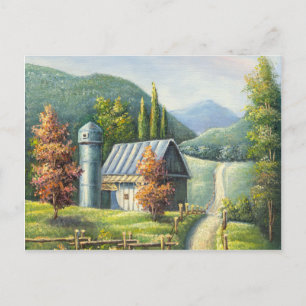 Postal Pintura Del Camino Sucio De Los Países Agrícolas A