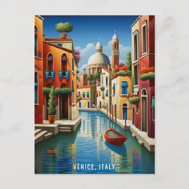Postal Pintura del Canal de Venecia | Viajes a Italia | A (Anverso)