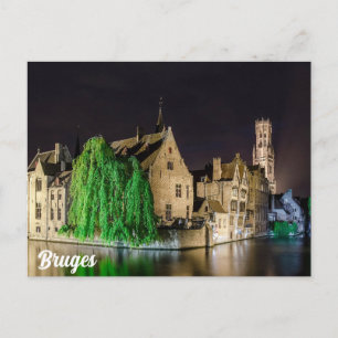 Postal Pintura del casco antiguo de Brujas y de la torre 