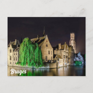 Postal Pintura del casco antiguo de Brujas y de la torre 