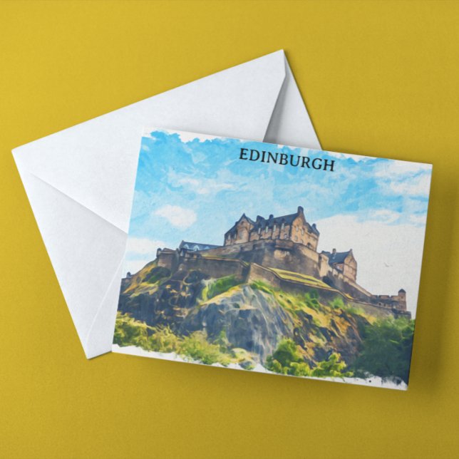 Postal Pintura del castillo escocés de Guay Edinburgh (edinburgh scotland watercolor castle)