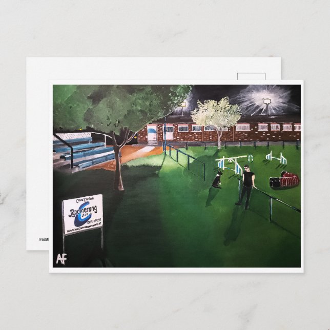 Postal Pintura del Club Canino Boomerang por Alfred Fox (Anverso / Reverso)