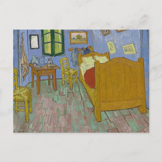 Postal Pintura del dormitorio de Vincent Van Gogh (Anverso)