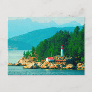 Postal Pintura del faro de la montaña Vancouver BC