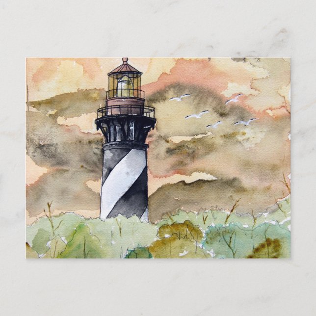 Postal Pintura del faro de St Augustine Florida (Anverso)