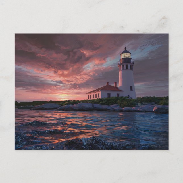 Postal Pintura del faro de Vieques (Anverso)