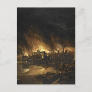 Postal Pintura del gran incendio de Londres, siglo XVII