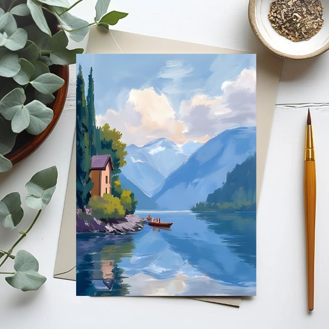 Postal Pintura del Lago de Como, Italia (Subido por el creador)