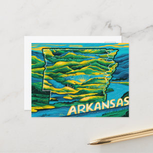 Postal Pintura del mapa del estado de Arkansas