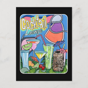 Postal Pintura del 'Mid Century Mod Tropical Tiki Lounge'