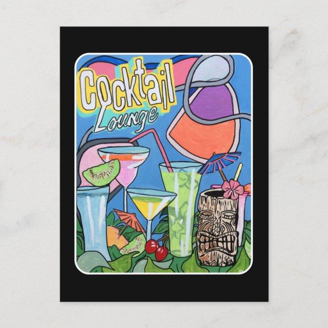 Postal Pintura del 'Mid Century Mod Tropical Tiki Lounge' (Anverso)