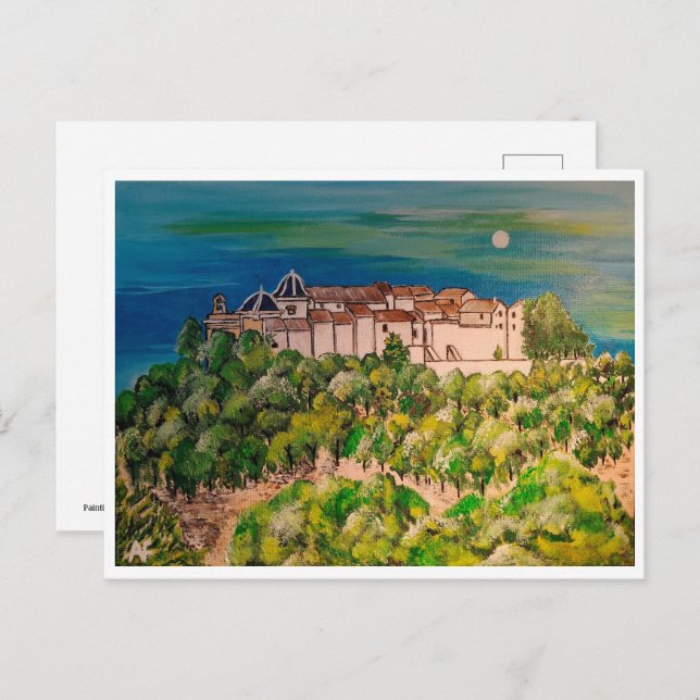 Postal Pintura del Monasterio de San Miguel de Alfred Fox (Anverso / Reverso)