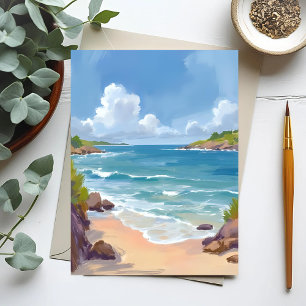 Postal Pintura del océano de la bahía de la playa de Cape