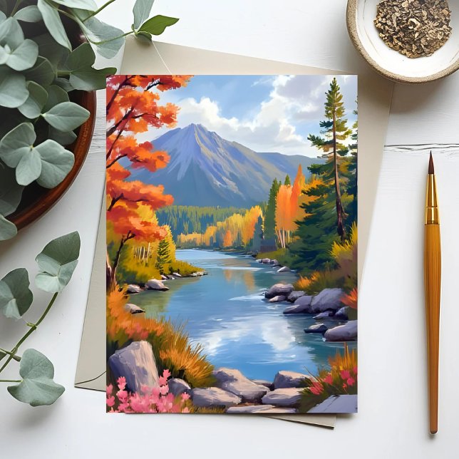 Postal Pintura del paisaje de follaje otoñal de Nueva Ing (Subido por el creador)