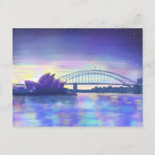 Postal Pintura del paisaje urbano de Sydney Harbour al at