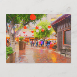 Postal Pintura del pequeño pueblo japonés de Tokio