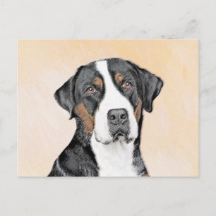 Postal Pintura del perro de montaña suizo grande - Arte o