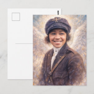 Postal Pintura del retrato de Bessie Coleman - Estilo Ang