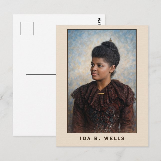 Postal Pintura del retrato de Ida B Wells (Anverso / Reverso)