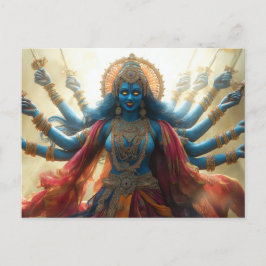 Postal Pintura del retrato de la diosa hindú Kali Arte Sh