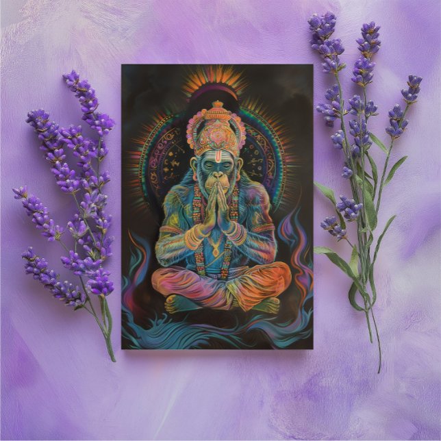 Postal Pintura del retrato negro de arcoíris meditando de (Subido por el creador)