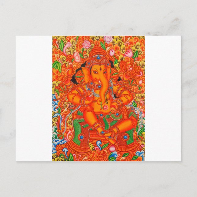 POSTAL PINTURA DEL SEÑOR DE LA INDIA DEL SUR, GANESH TANJ (Anverso)