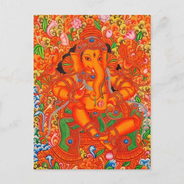 POSTAL PINTURA DEL SEÑOR DE LA INDIA DEL SUR, GANESH TANJ (Anverso)