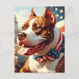 Postal Pintura del Viejo Toro Terrier Americano