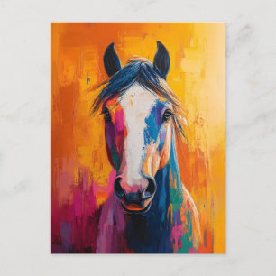 Postal Pintura digital al estilo de arte pop del caballo