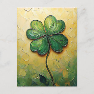 Postal Pintura digital de aceite de cuatro hojas