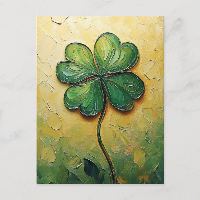 Postal Pintura digital de aceite de cuatro hojas (Anverso)