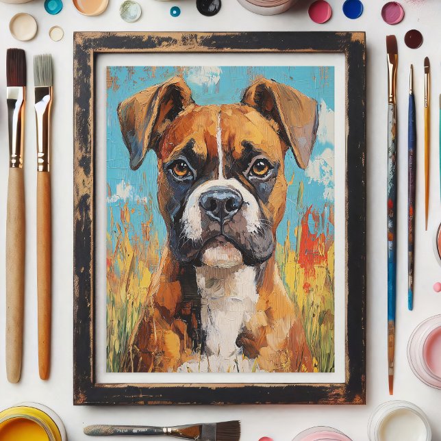 Postal Pintura digital de aceite de retrato de perro de b (Subido por el creador)