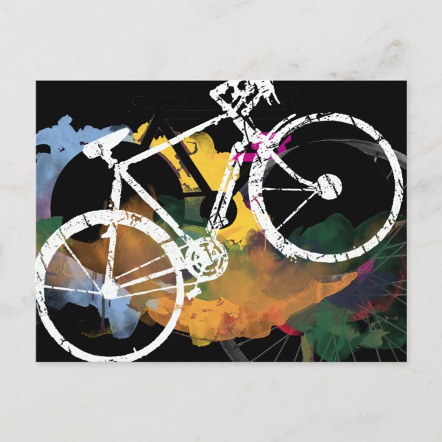 Postal pintura digital de bicicleta de arte (Anverso)