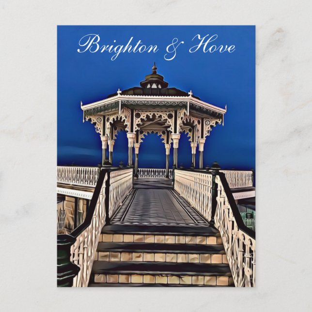Postal Pintura digital de Brighton y Hove Bandstand (Anverso)