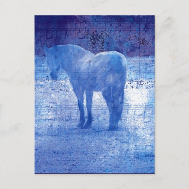 Postal Pintura digital de caballo púrpura (Anverso)