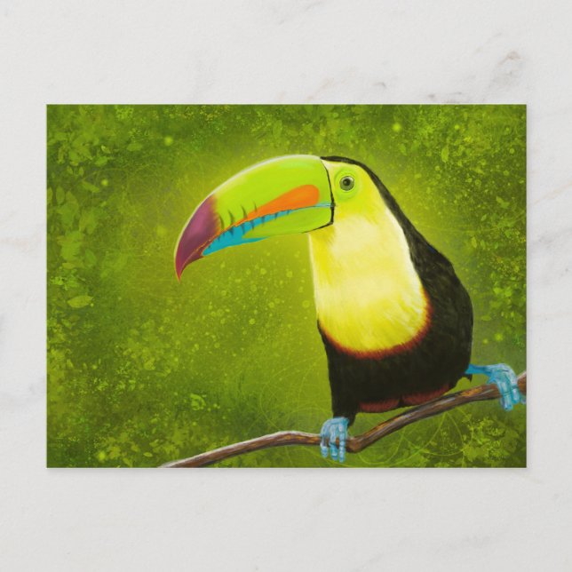 Postal Pintura digital de pájaro táctil de la jungla trop (Anverso)