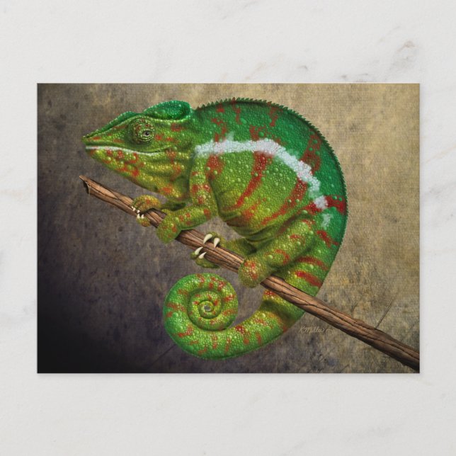 Postal Pintura digital de Panther Chameleon (Anverso)