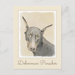 Postal Pintura Doberman Pinscher - Original Dog Art