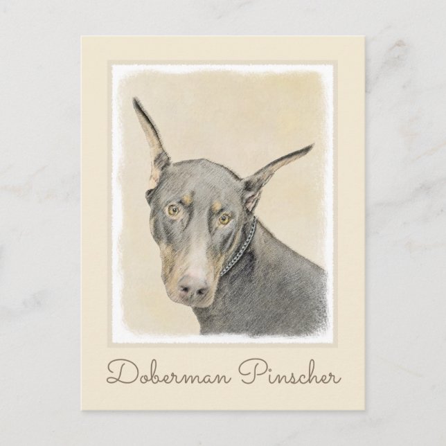 Postal Pintura Doberman Pinscher - Original Dog Art (Anverso)