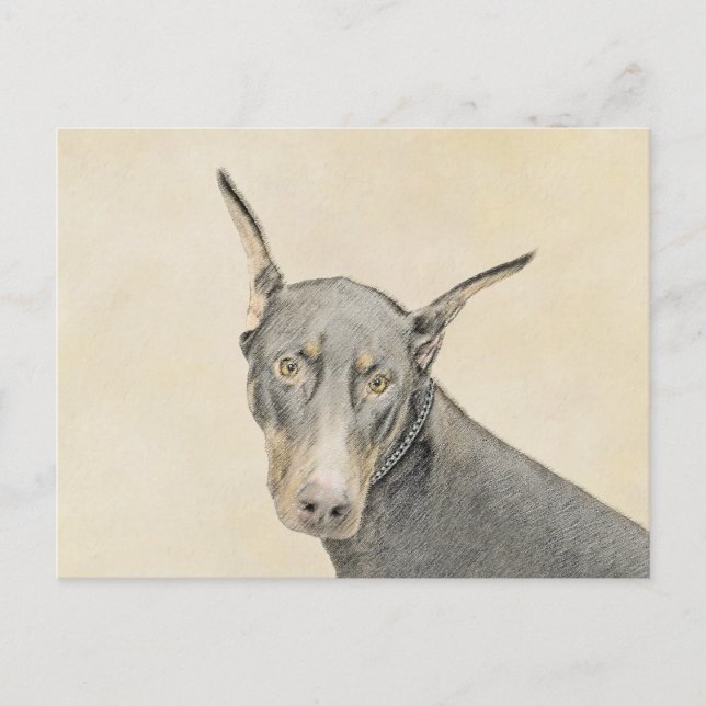 Postal Pintura Doberman Pinscher - Original Dog Art (Anverso)
