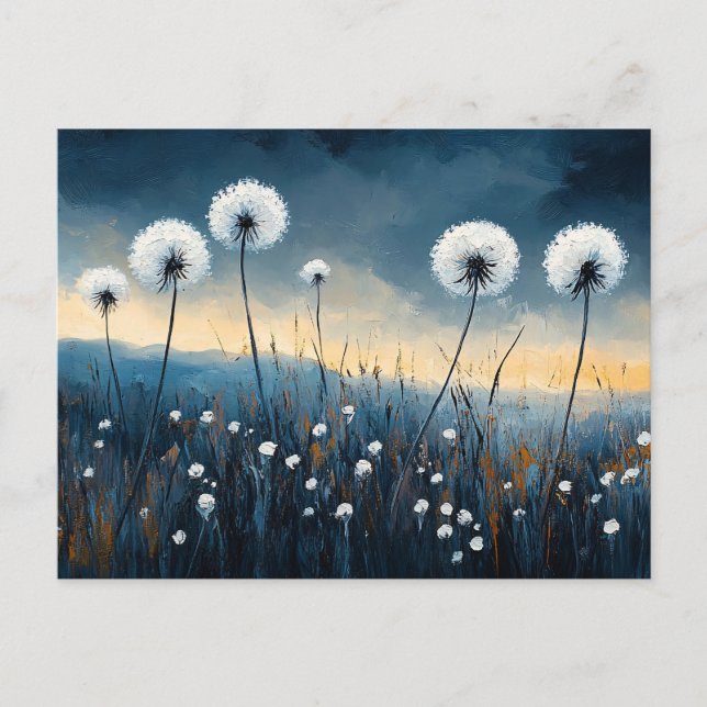 Postal Pintura dramática de Dandelion Fluff (Anverso)