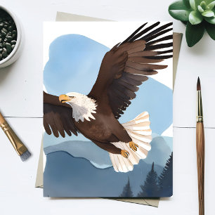 Postal Pintura en Acuarela de Águila Calva