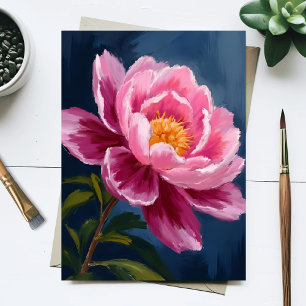 Postal Pintura en Acuarela de Flor Rosa Floral
