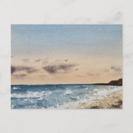 Postal Pintura en acuarela de playa