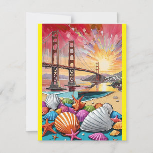 Postal Pintura en Acuarela de San Francisco, Puente Golde