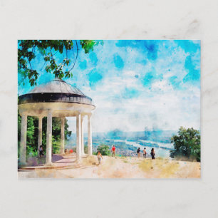 Postal Pintura en acuarela del monumento Niederwald